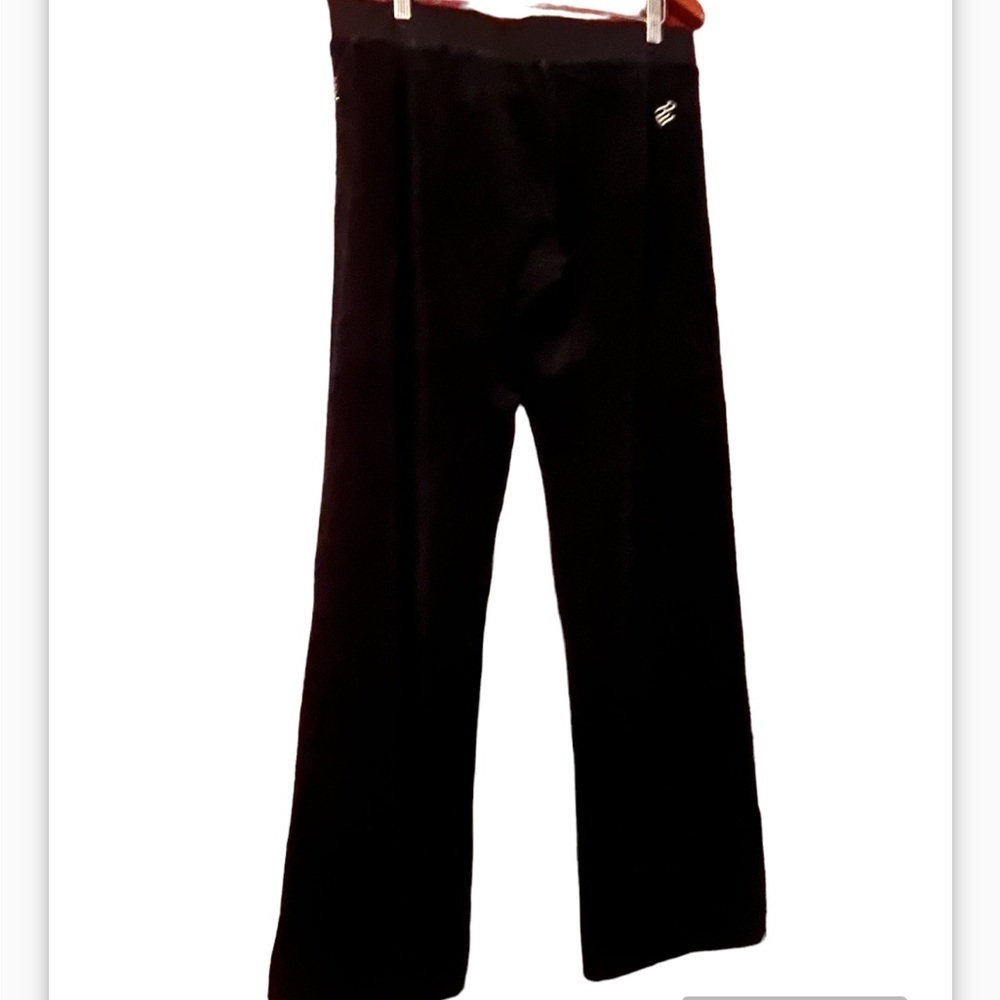 ROCAWEAR Vintage Black Velour Pants Sz XL Rhinestones Logo down leg